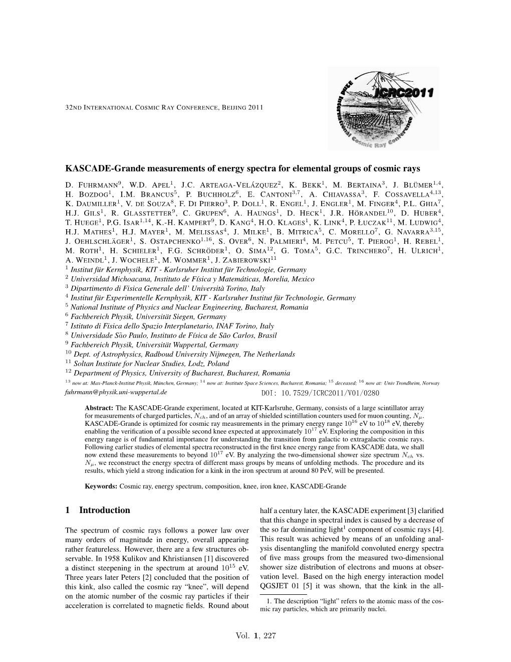 KASCADE-Grande Measurements of Energy Spectra for Elemental Groups of Cosmic Rays