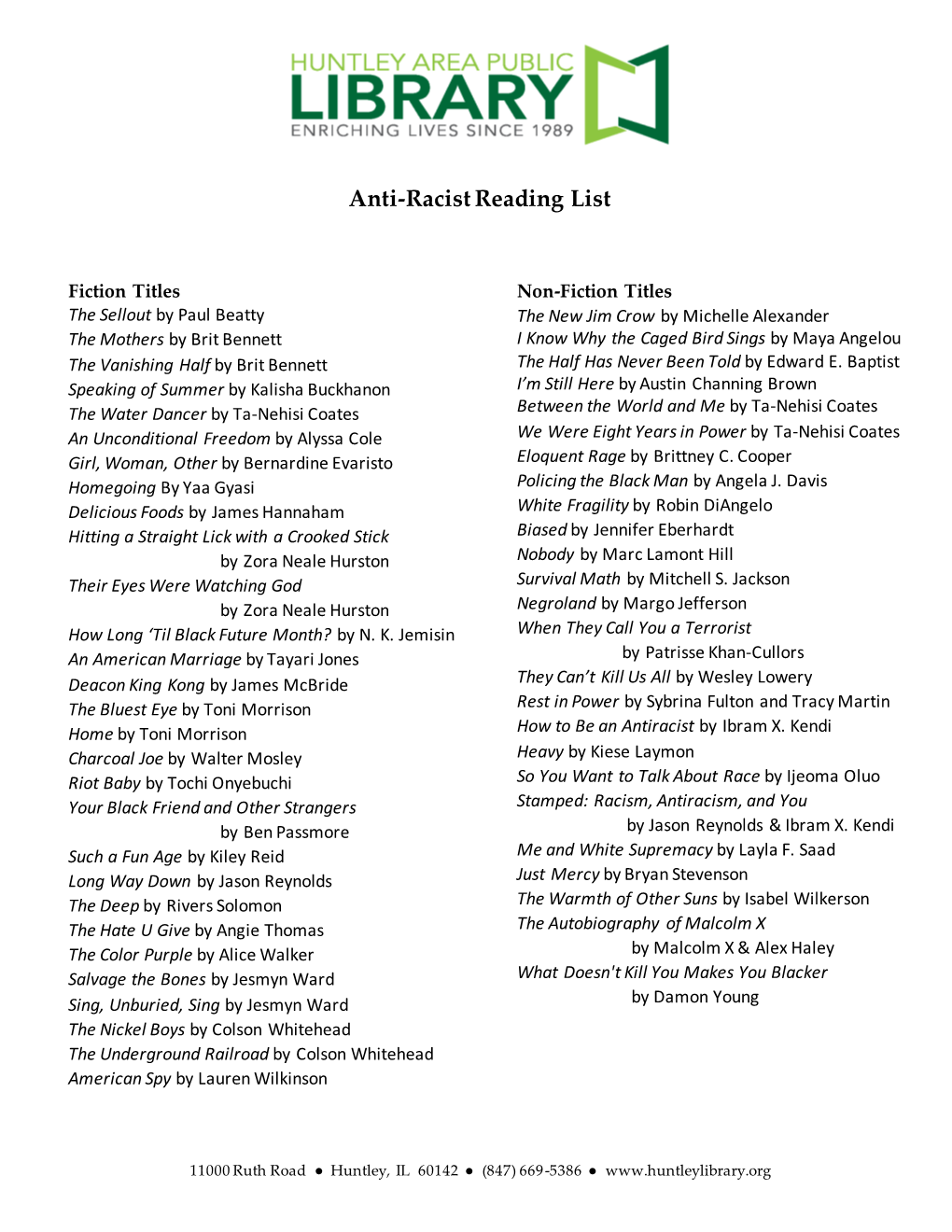 Anti-Racist Reading List