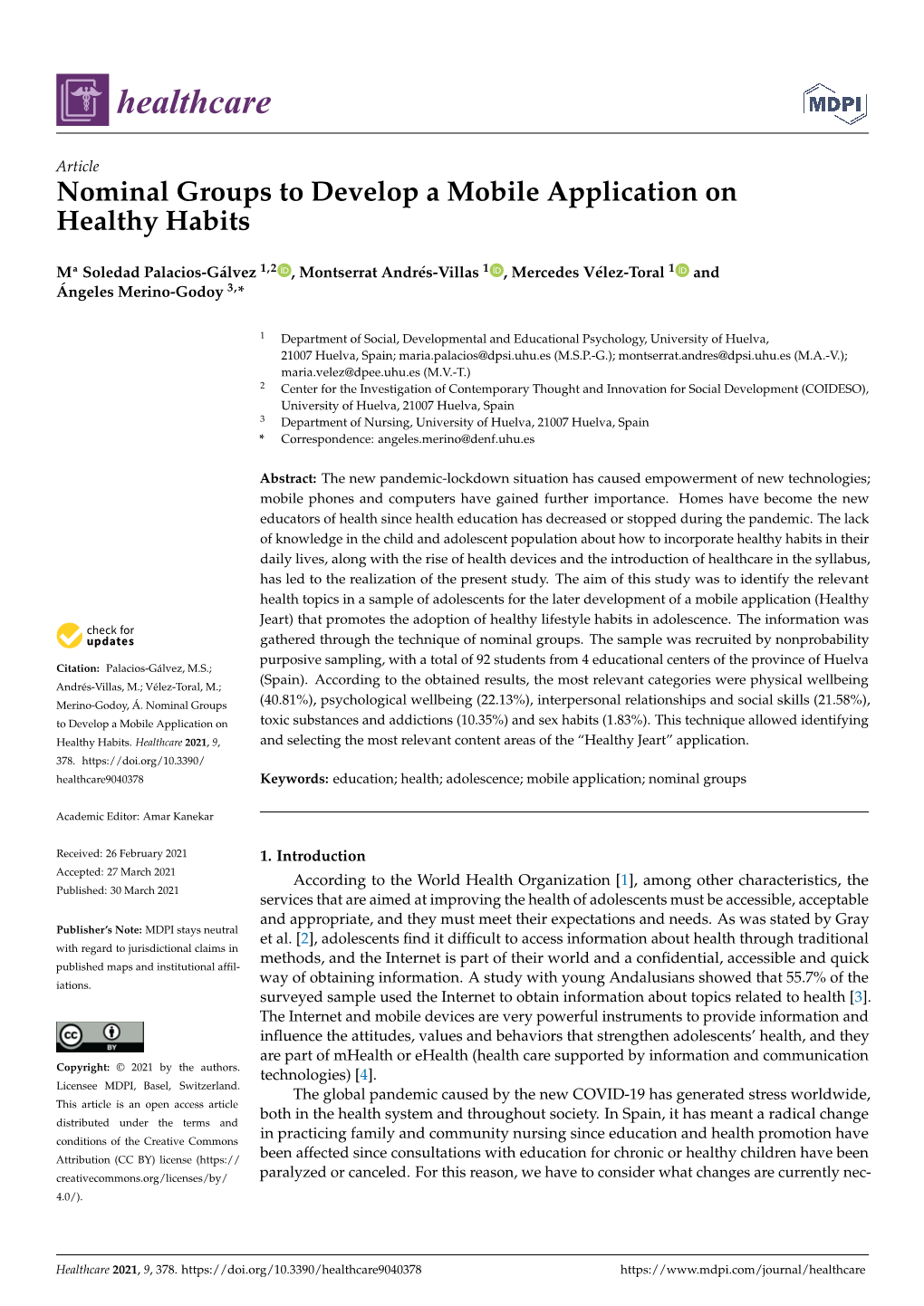 Nominal Groups to Develop a Mobile Application on Healthy Habits