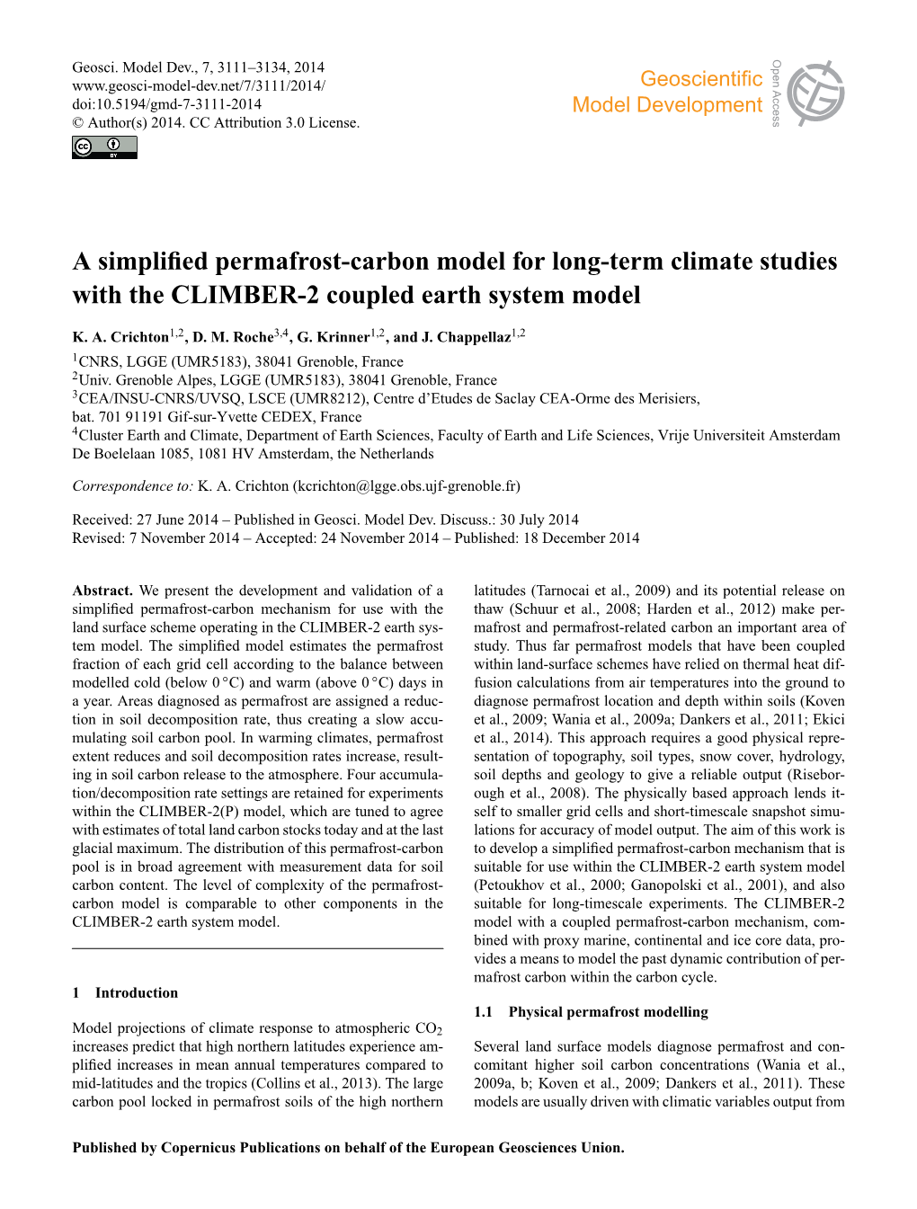 A Simplified Permafrost-Carbon Model for Long-Term Climate Studies