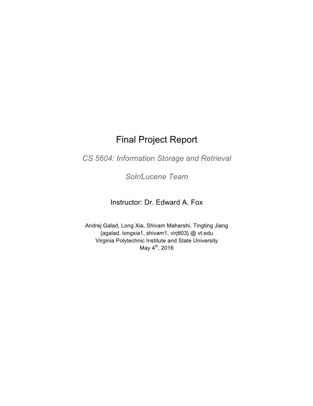 Solr Team Final Report in PDF Version