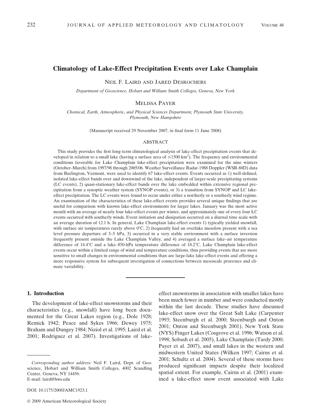 Climatology of Lake-Effect Precipitation Events Over Lake Champlain