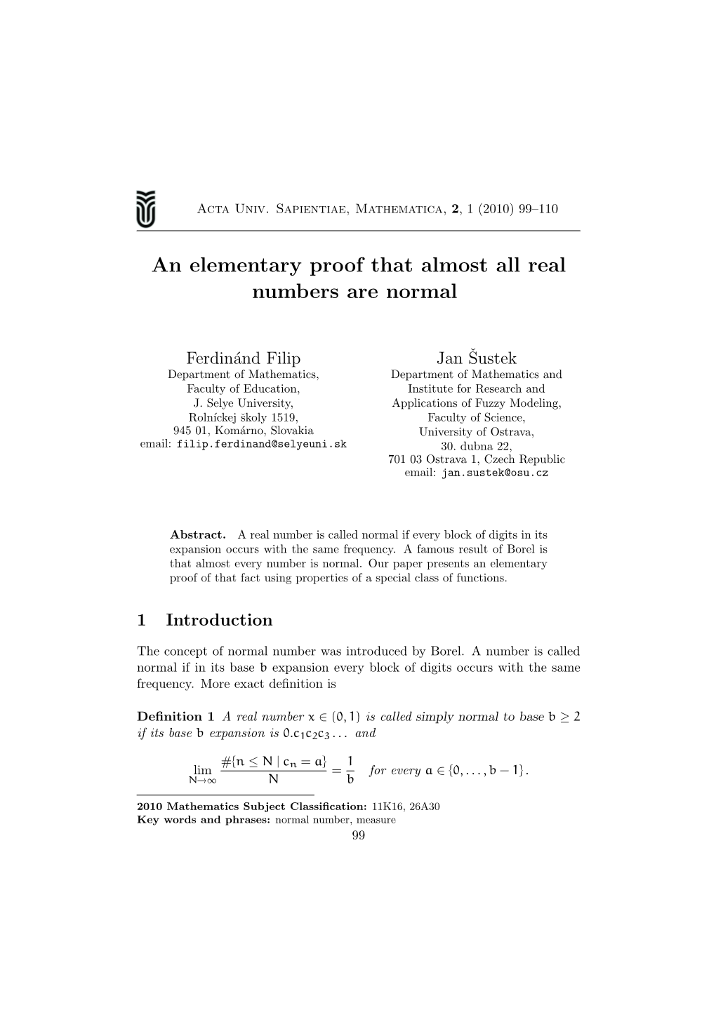 An Elementary Proof That Almost All Real Numbers Are Normal