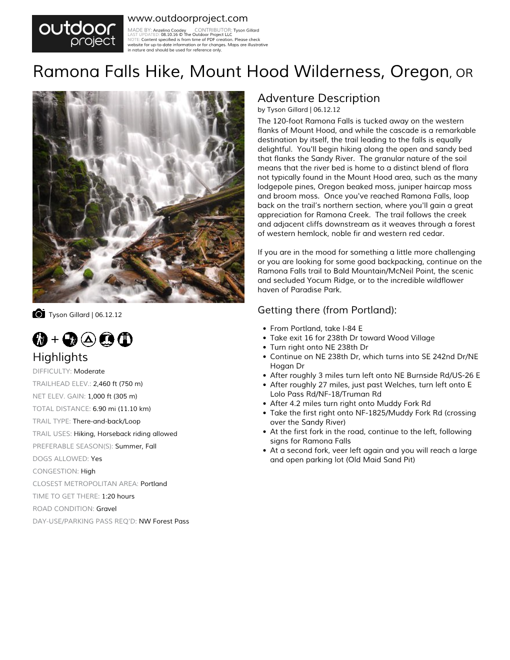 Ramona Falls Hike, Mount Hood Wilderness, Oregon, OR