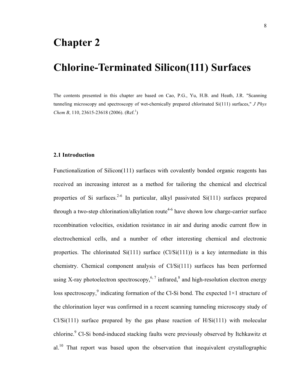 Chapter 2 Chlorine-Terminated Silicon(111) Surfaces