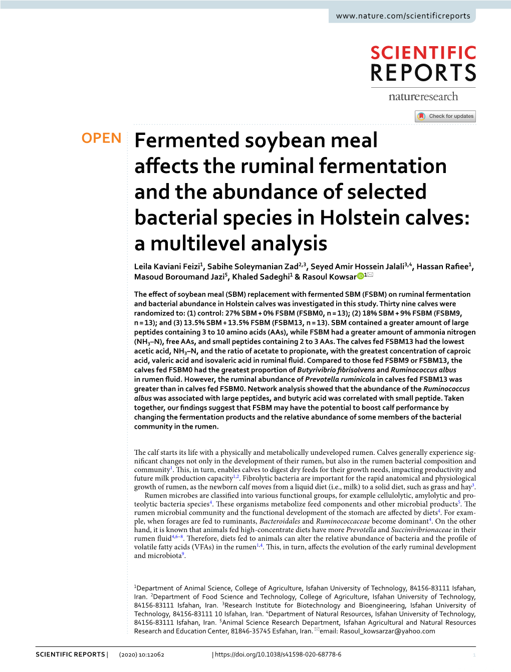 Fermented Soybean Meal Affects the Ruminal Fermentation and The