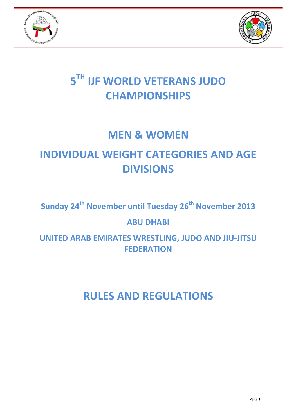 5 Ijf World Veterans Judo Championships Men & Women