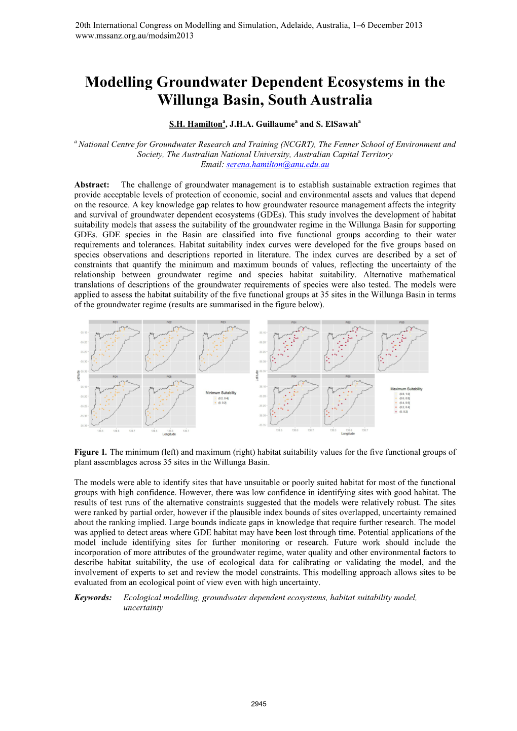 Modelling Groundwater Dependent Ecosystems in the Willunga Basin, South Australia