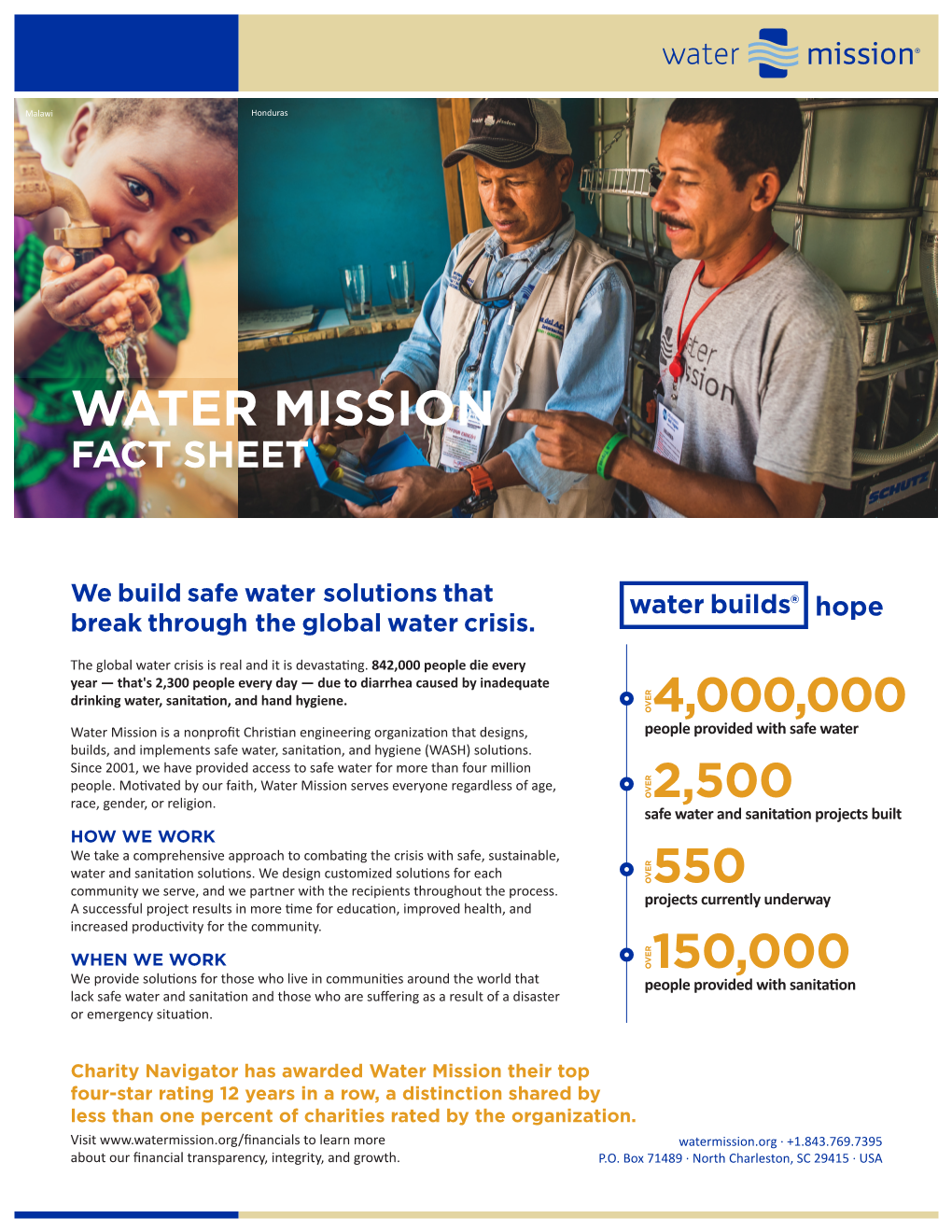 Water Mission Fact Sheet