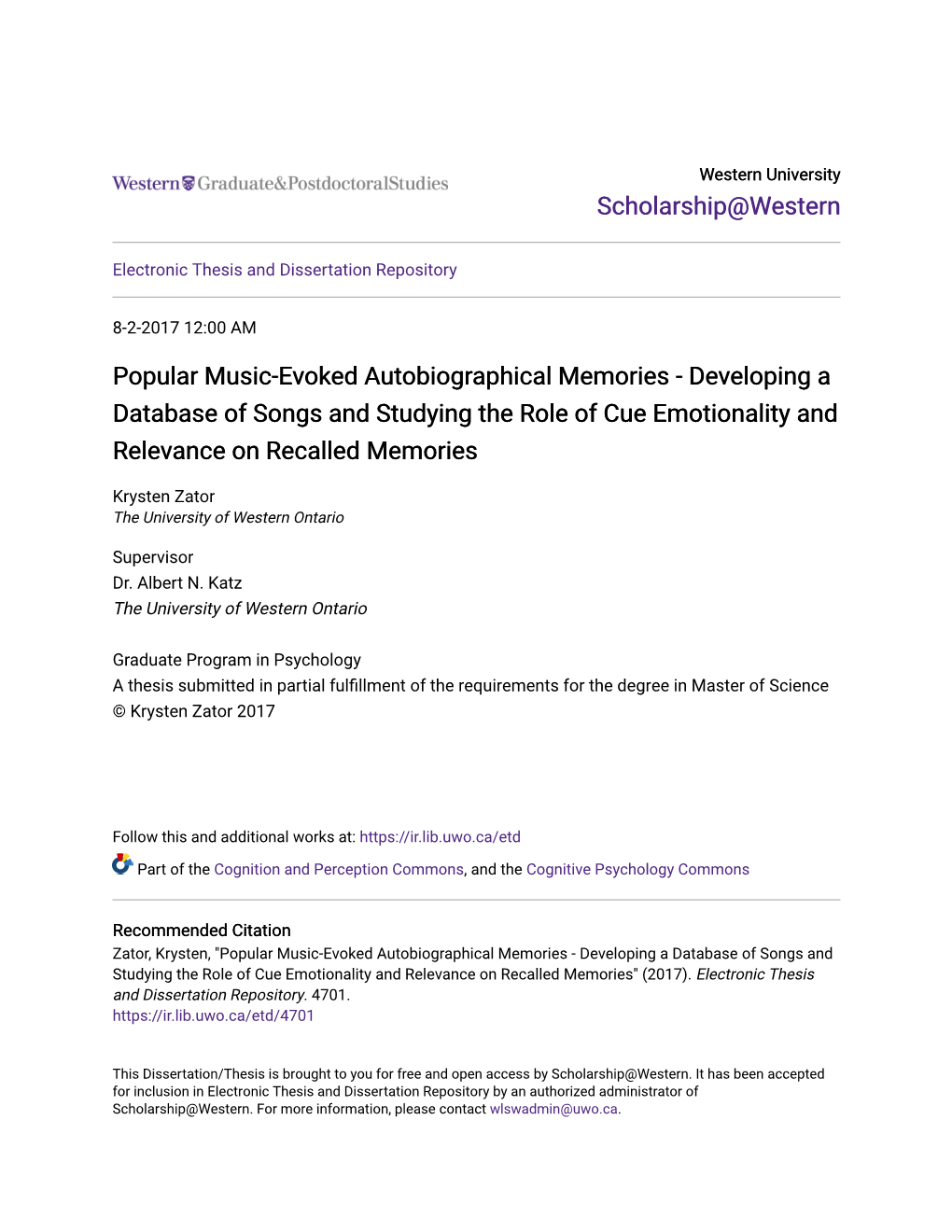 Popular Music-Evoked Autobiographical Memories - Developing a Database of Songs and Studying the Role of Cue Emotionality and Relevance on Recalled Memories