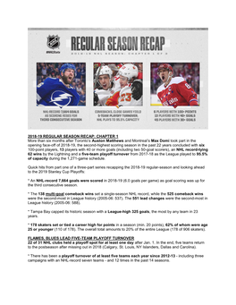 2018-19 Regular Season Recap