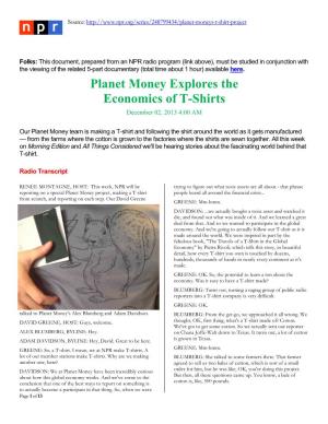 Planet Money Explores the Economics of T-Shirts December 02, 2013 4:00 AM