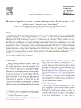 Do Women's Preferences for Symmetry Change Across the Menstrual Cycle?