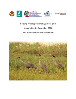 Boeung Prek Lapouv Management Plan January 2014 – December 2018 Part 1: Description and Evaluation