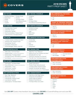 2018 Oscars Party Prop Sheet