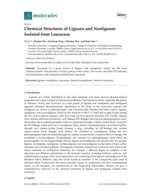 Chemical Structures of Lignans and Neolignans Isolated from Lauraceae
