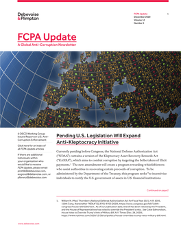 FCPA Update 1 December 2020 Volume 12 Number 5 FCPA Update a Global Anti‑Corruption Newsletter