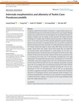 Internode Morphometrics and Allometry of Tonkin Cane Pseudosasa Amabilis