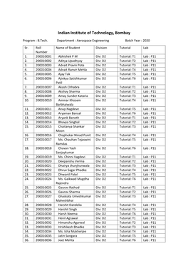 Rolllist Btech DD Bs2020batch