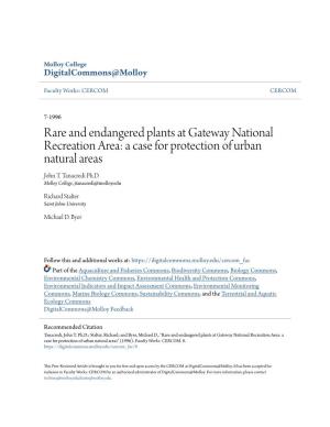 Rare and Endangered Plants at Gateway National Recreation Area: a Case for Protection of Urban Natural Areas John T