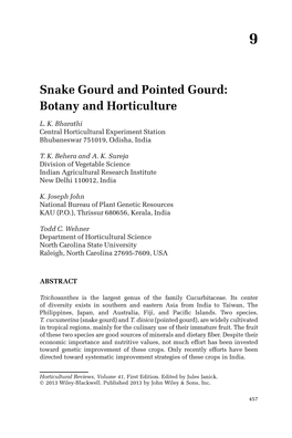 Snake Gourd and Pointed Gourd: Botany and Horticulture