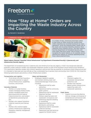 Orders Are Impacting the Waste Industry Across the Country