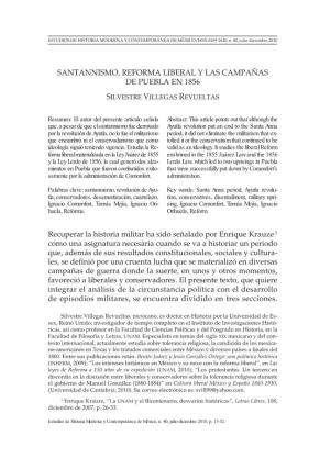Santannismo, Reforma Liberal Y Las Campañas De Puebla En 1856