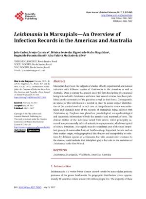 Leishmania in Marsupials—An Overview of Infection Records in the Americas and Australia