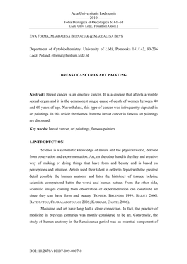 Folia Biologica Et Oecologica 6: 61–68 (Acta Univ