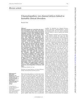 Review Article Channelopathies