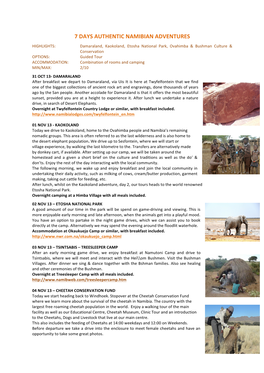 7 Days Authentic Namibian Adventures