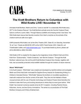 The Kratt Brothers Return to Columbus with Wild Kratts LIVE! November 18