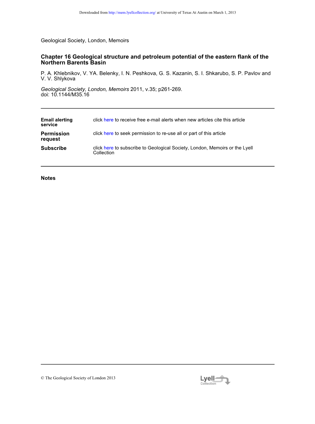 Northern Barents Basin Chapter 16 Geological Structure and Petroleum