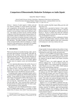 Comparison of Dimensionality Reduction Techniques on Audio Signals