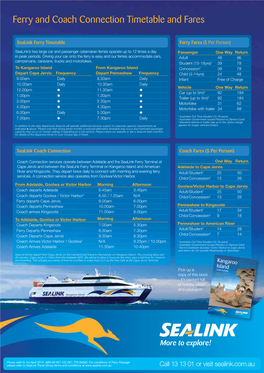 Ferry and Coach Connection Timetable and Fares