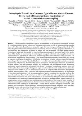 Inferring the Tree of Life of the Order Cypriniformes, the Earth's Most