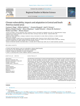 Climate Vulnerability, Impacts and Adaptation in Central and South America Coastal Areas ∗ Gustavo J