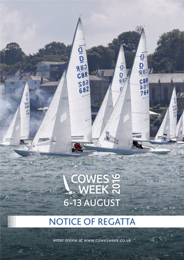 6-13 AUGUST NOTICE of REGATTA Enter Online At