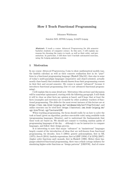 How I Teach Functional Programming