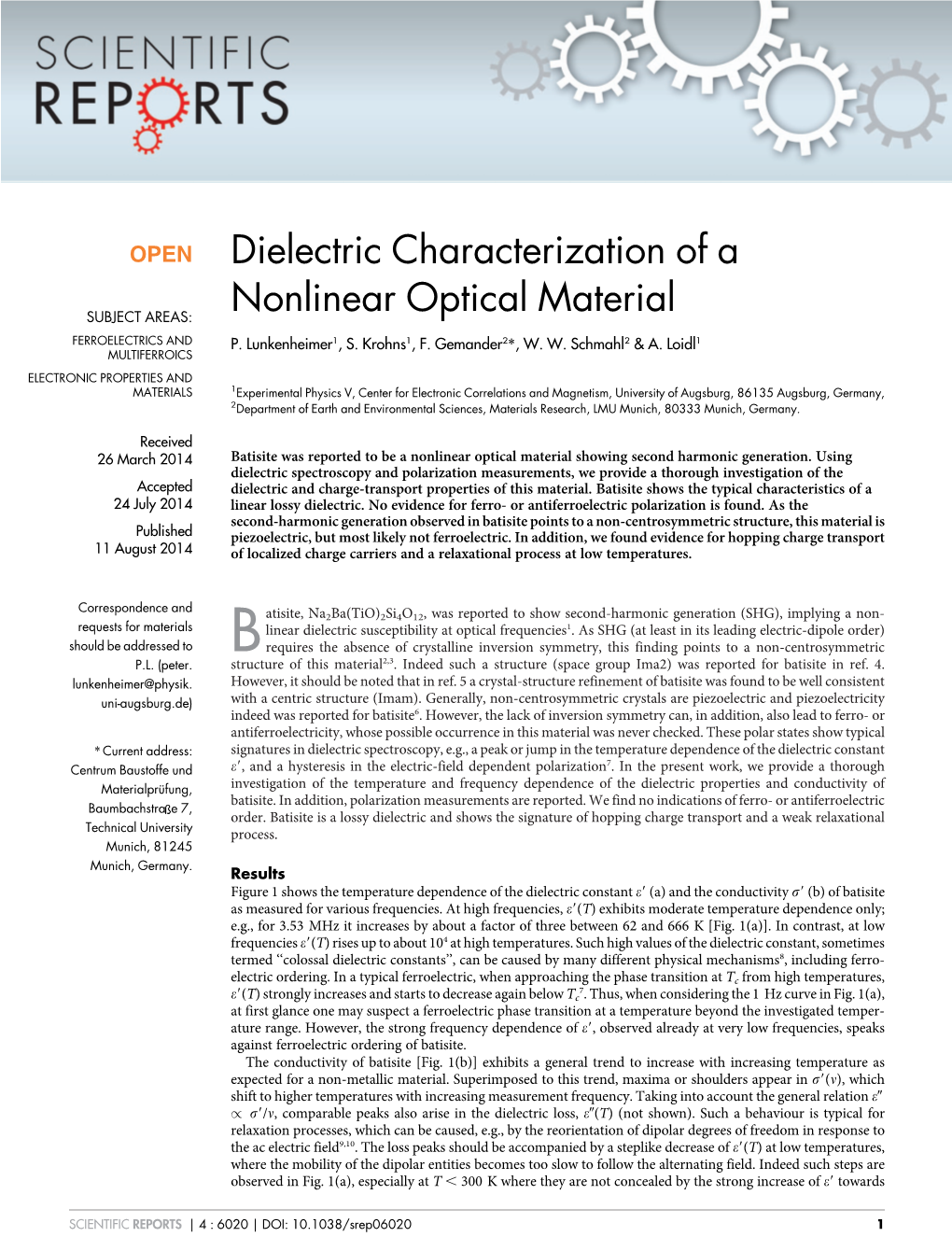Dielectric Characterization of a Nonlinear Optical Material