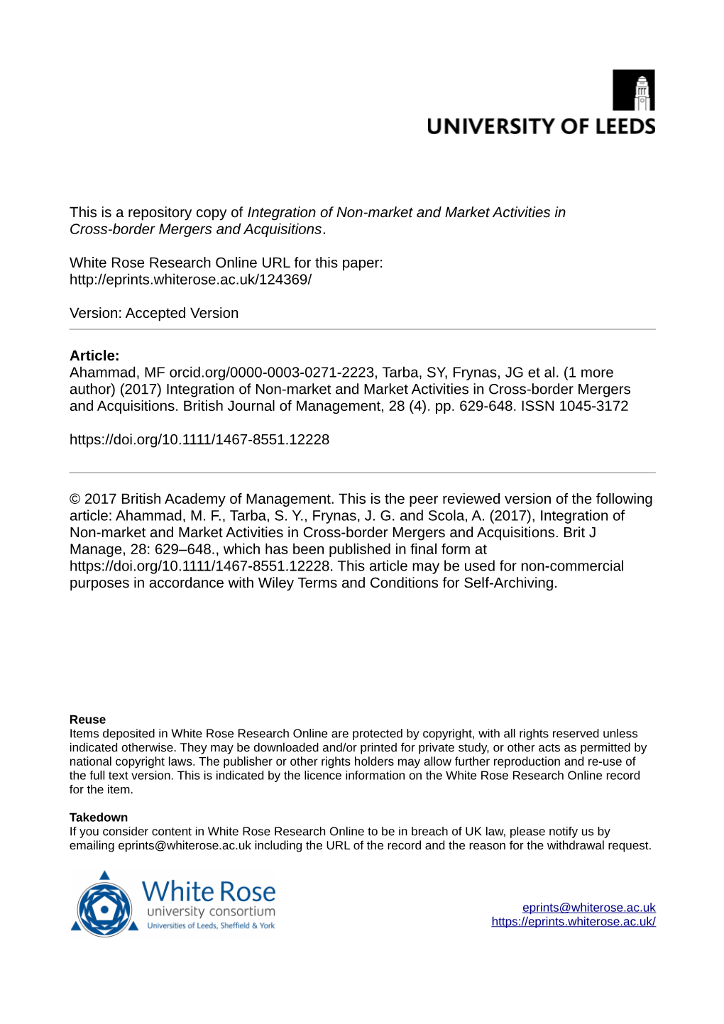 Integration of Non-Market and Market Activities in Cross-Border Mergers and Acquisitions