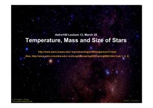 Temperature, Mass and Size of Stars