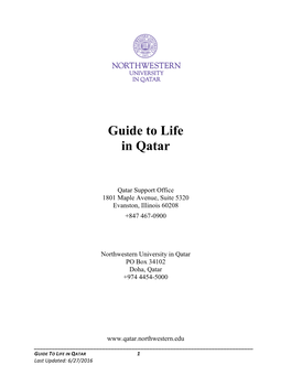 GUIDE to NORTHWESTERN LIFE in QATAR 5 Last Updated: 6/27/2016
