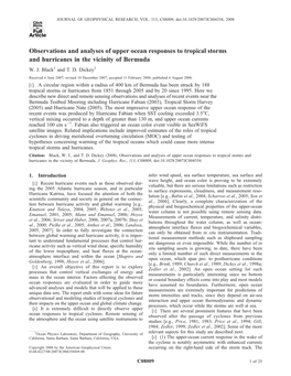 Observations and Analyses of Upper Ocean Responses to Tropical Storms and Hurricanes in the Vicinity of Bermuda W