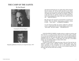 THE CAMP of the SAINTS by Jean Raspail