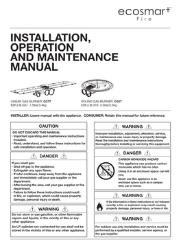 Installation, Operation and Maintenance Manual