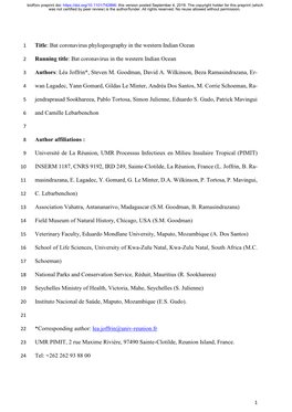 Bat Coronavirus in the Western Indian Ocean