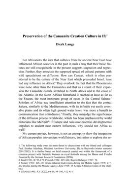 Preservation of the Canaanite Creation Culture in Ife1