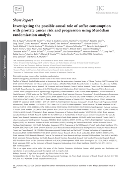 Investigating the Possible Causal Role of Coffee Consumption with Prostate Cancer Risk and Progression Using Mendelian Randomization Analysis