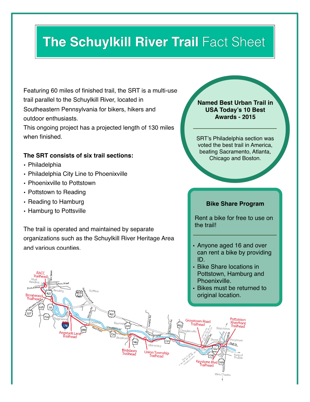 The Schuylkill River Trail Fact Sheet